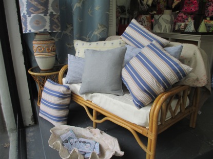 Locally made cushions from our remnant upholstery fabrics.